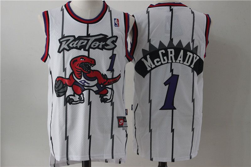 Men Toronto Raptors #1 Mccrady White Throwback NBA Jerseys->toronto raptors->NBA Jersey